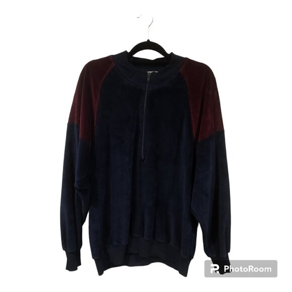 Matching Vintage Velour Tracksuit Women's Navy/Burgundy Size large - Picture 2 of 12